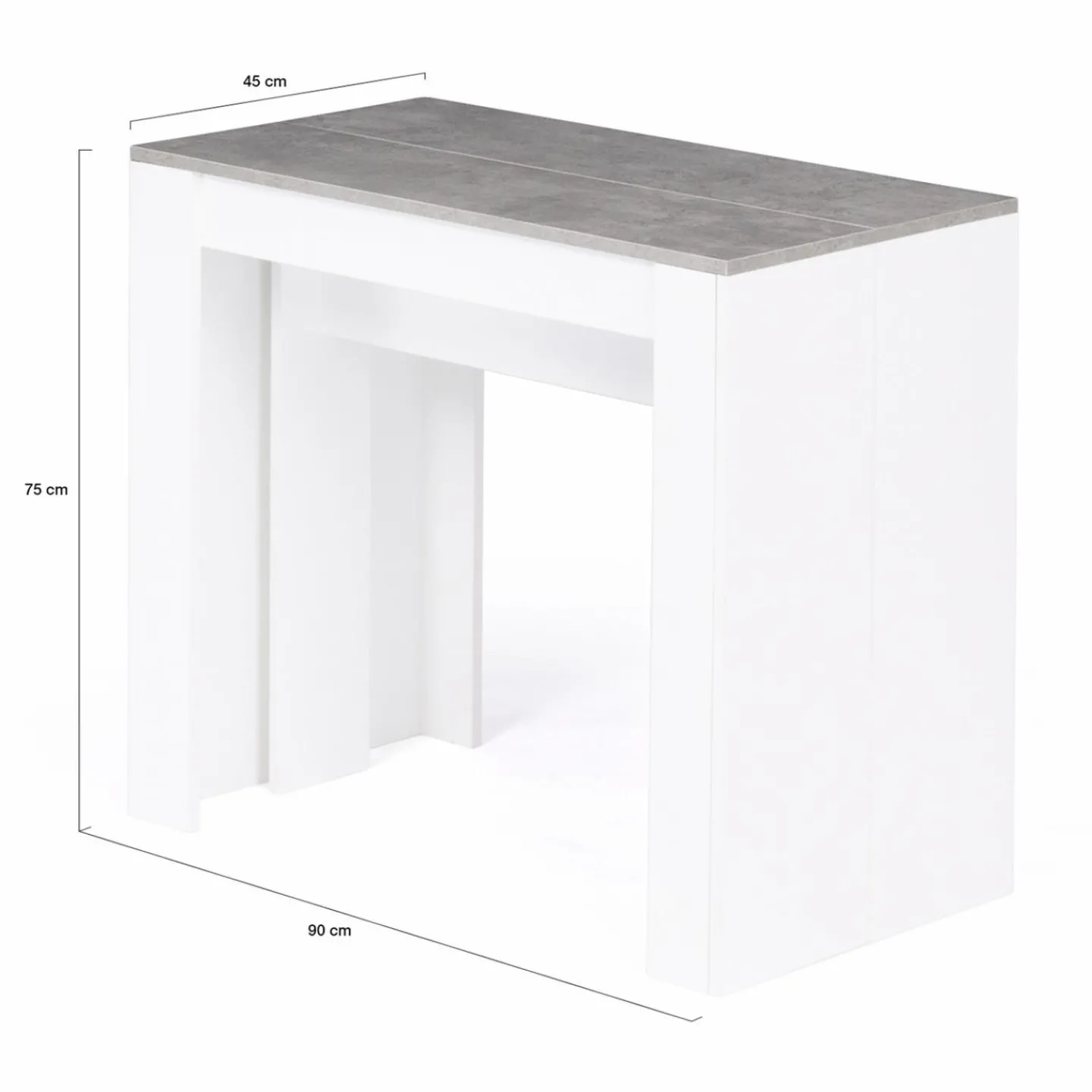 Table console extensible bois blanc et effet béton 10 personnes*IDMarket Clearance
