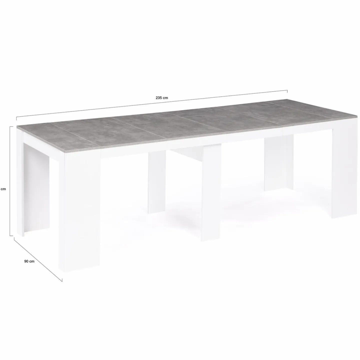 Table console extensible bois blanc et effet béton 10 personnes*IDMarket Clearance