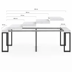 Table console extensible effet marbre blanc 10 personnes*IDMarket