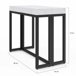 Table console extensible effet marbre blanc 10 personnes*IDMarket