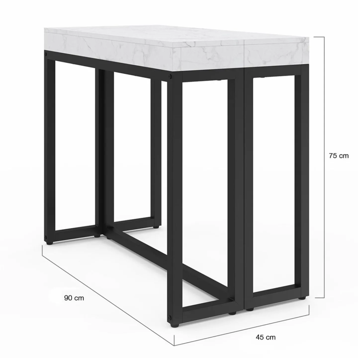 Table console extensible effet marbre blanc 10 personnes*IDMarket