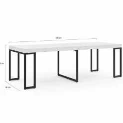 Table console extensible effet marbre blanc 10 personnes*IDMarket