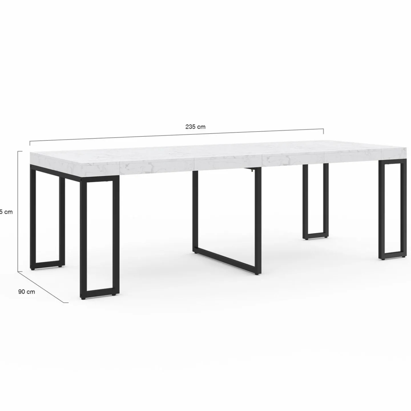 Table console extensible effet marbre blanc 10 personnes*IDMarket