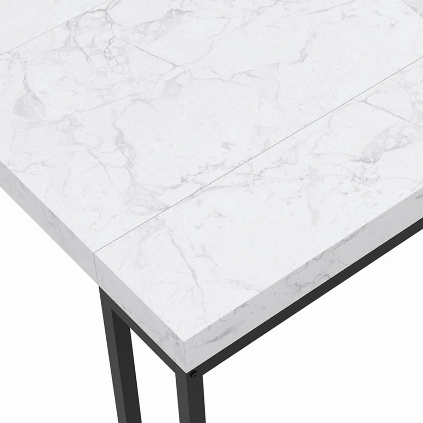 Table console extensible effet marbre blanc 10 personnes*IDMarket