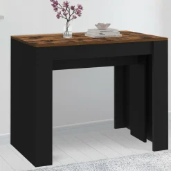 Table console extensible 235 cm effet vieilli et noir 10 personnes*IDMarket Best