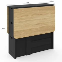 Table console pliable bois et noir 2-4 personnes*IDMarket Outlet