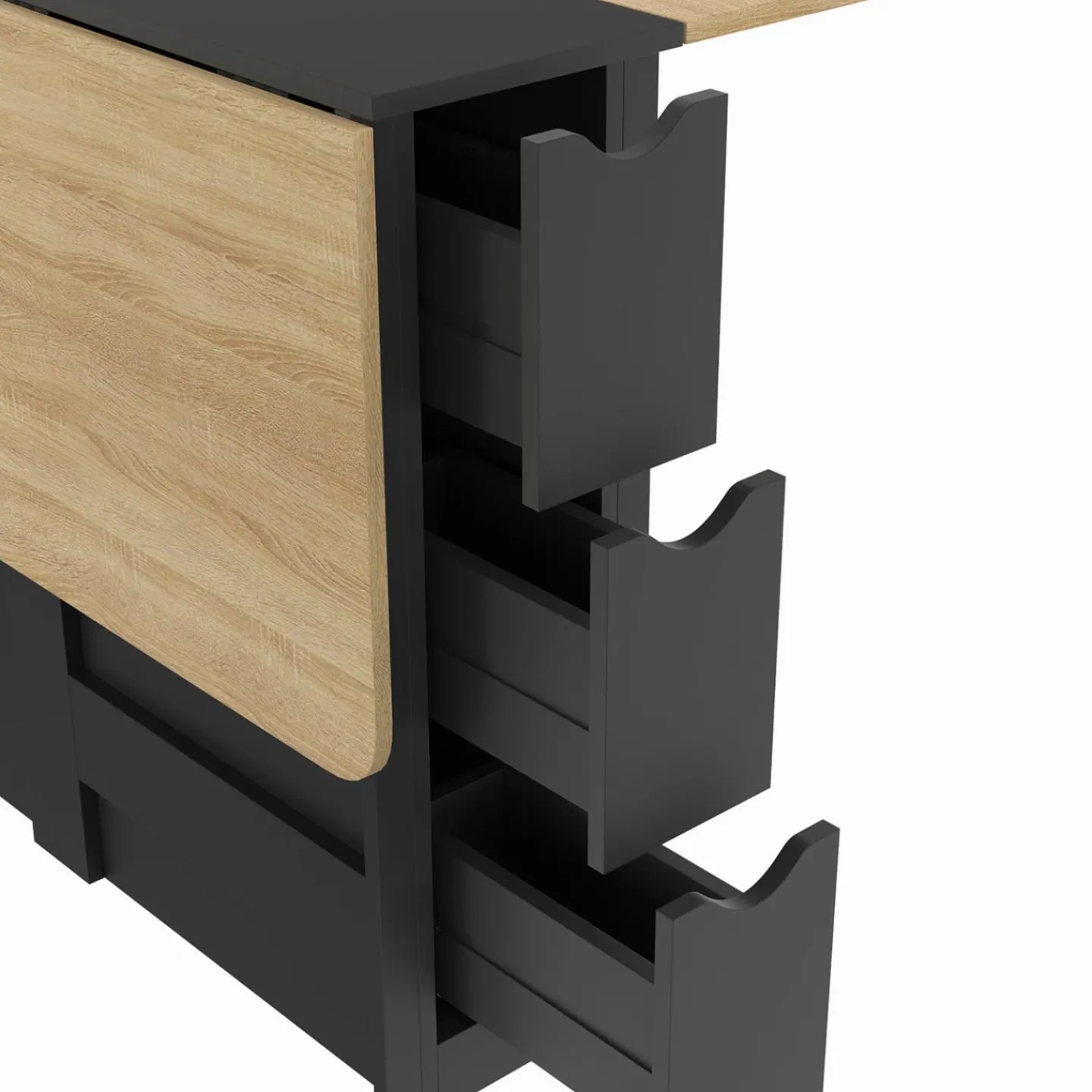 Table console pliable bois et noir 2-4 personnes*IDMarket Outlet