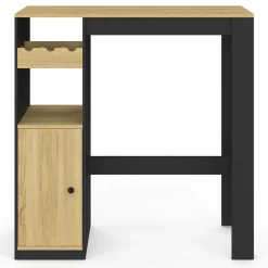 Table de bar 2 personnes bois et noir avec placard et range bouteilles*IDMarket Online