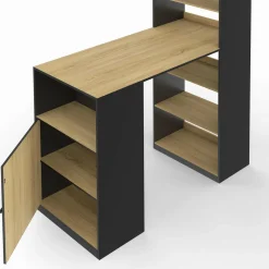 Table de bar avec rangements noir et bois*IDMarket Outlet