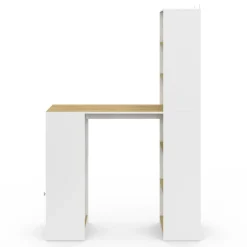 Table de bar blanc et bois avec rangements*IDMarket Best