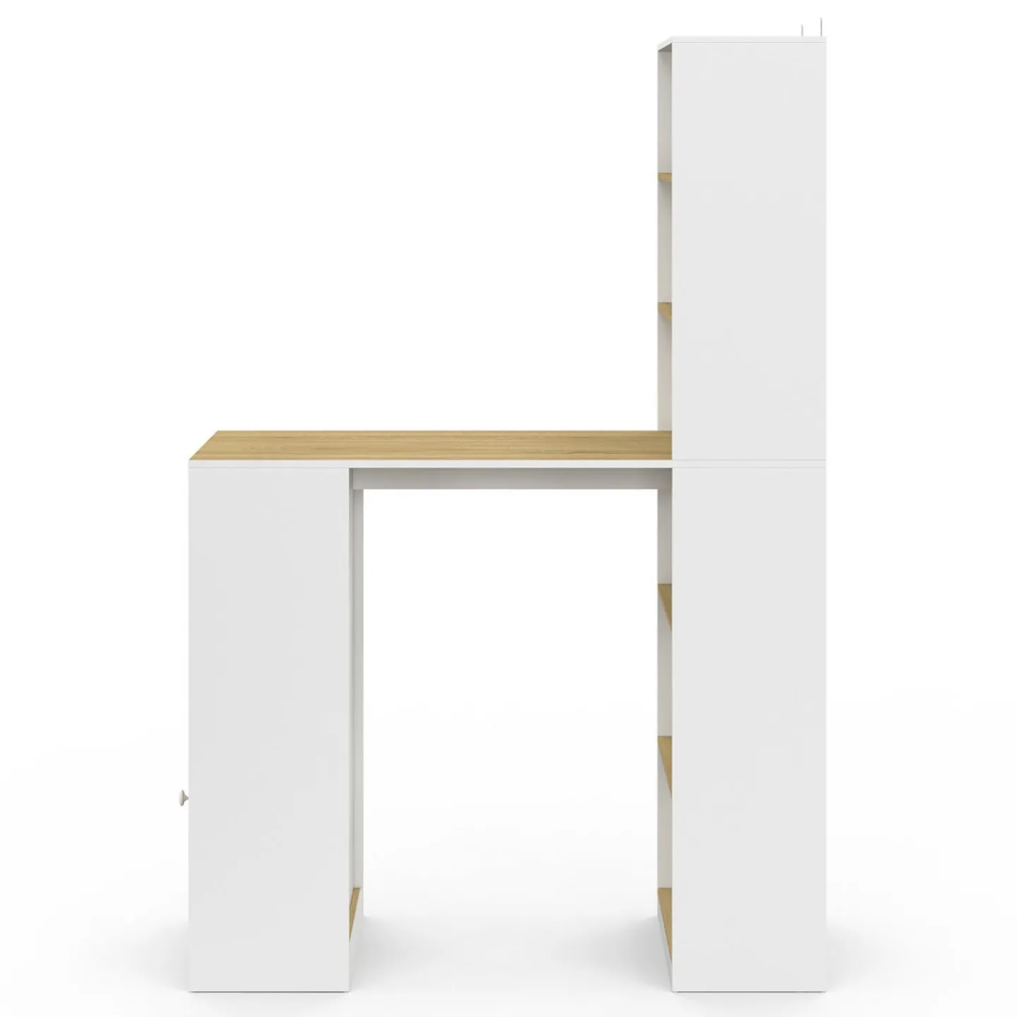 Table de bar blanc et bois avec rangements*IDMarket Best