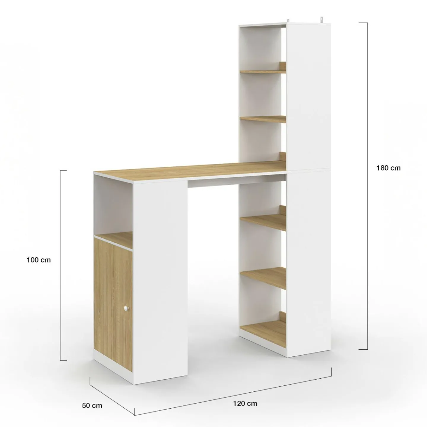 Table de bar blanc et bois avec rangements*IDMarket Best