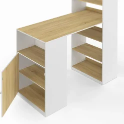 Table de bar blanc et bois avec rangements*IDMarket Best