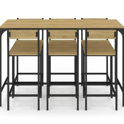 Table de bar design industriel avec 6 chaises*IDMarket Outlet
