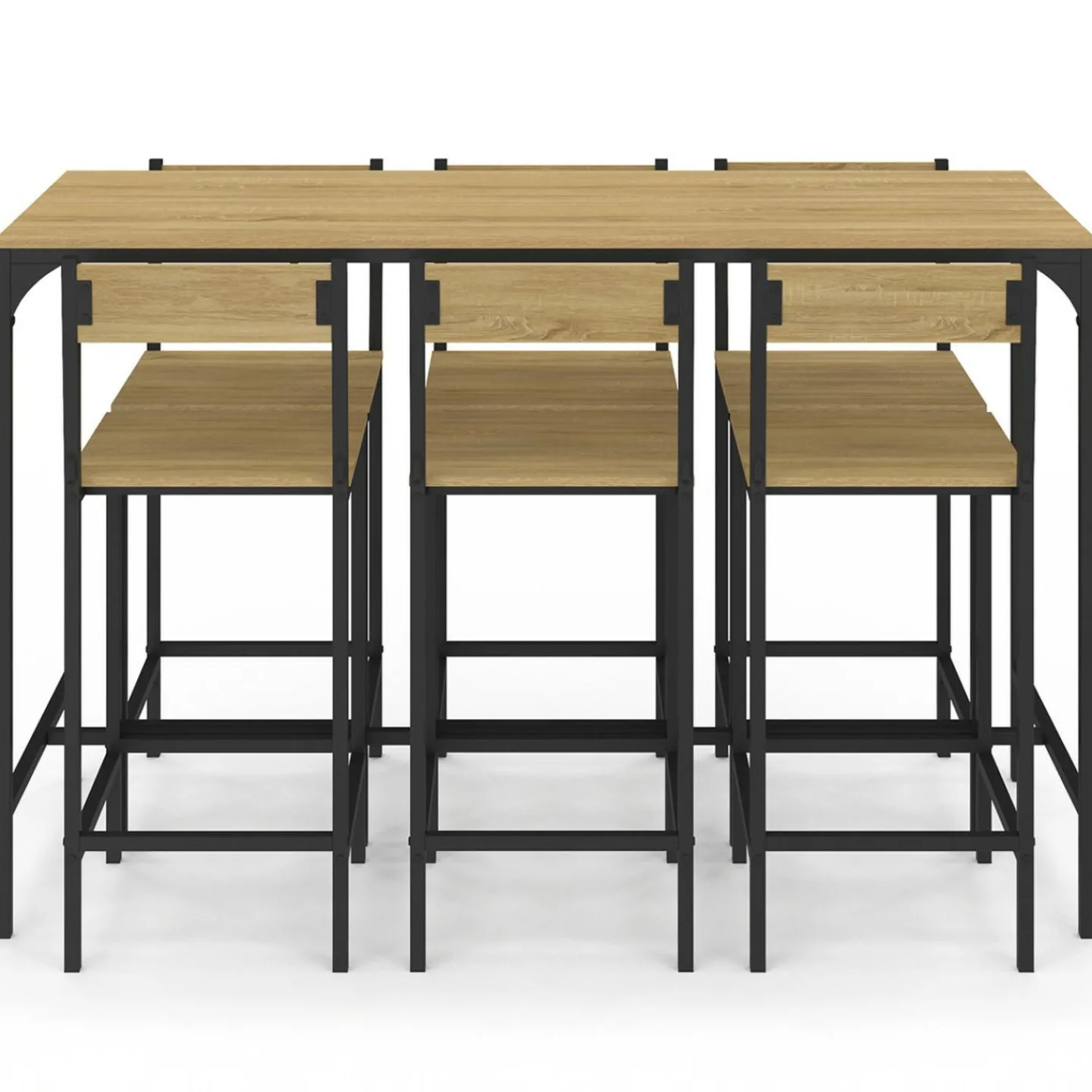 Table de bar design industriel avec 6 chaises*IDMarket Outlet