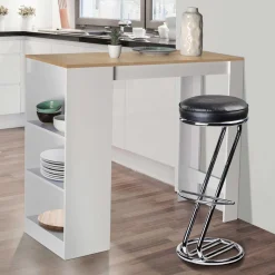 Table de bar haute 2 à 4 personnes bois blanc et imitation hêtre*IDMarket Outlet