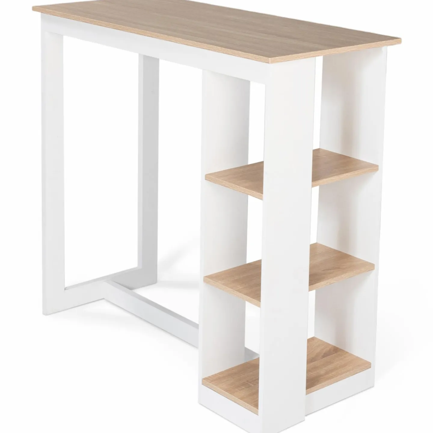 Table de bar haute imitation hêtre et blanche*IDMarket Online