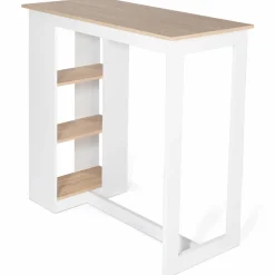 Table de bar haute imitation hêtre et blanche*IDMarket Online
