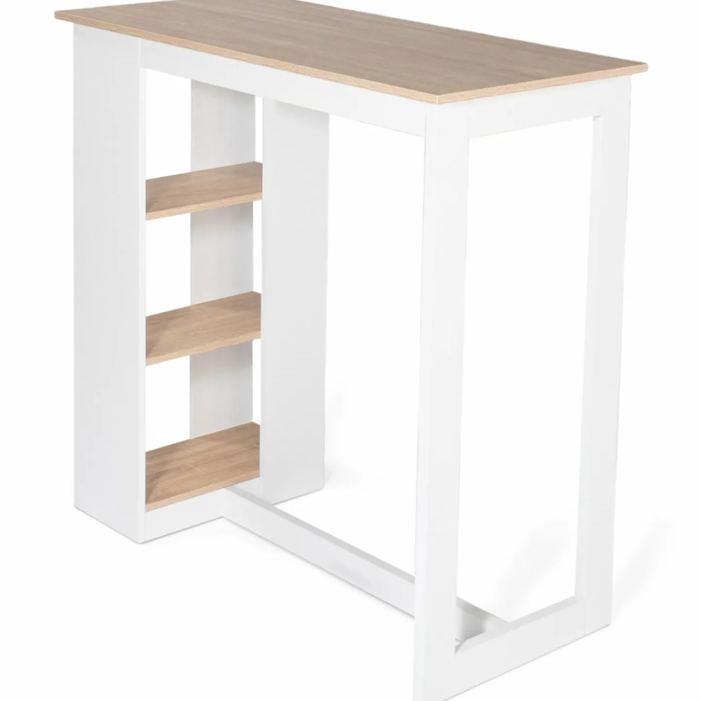 Table de bar haute imitation hêtre et blanche*IDMarket Online