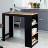 Table de bar haute noire et bois 2 à 4 personnes avec rangement*IDMarket Online