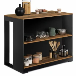 Table de bar îlot bois noir et plateau foncé*IDMarket Sale