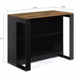 Table de bar îlot bois noir et plateau foncé*IDMarket Sale