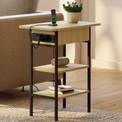 Table de chevet / d'appoint design industriel avec multiprise*IDMarket