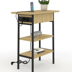 Table de chevet / d'appoint design industriel avec multiprise*IDMarket