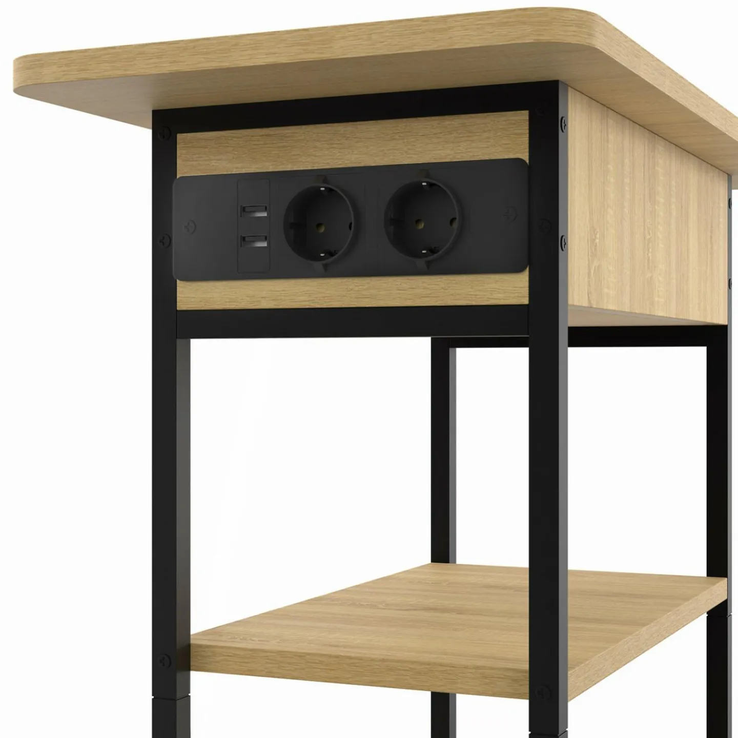 Table de chevet / d'appoint design industriel avec multiprise*IDMarket