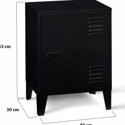 Table de chevet casier métal noir*IDMarket Discount