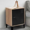 Table de chevet casier métal noir et bois*IDMarket Sale