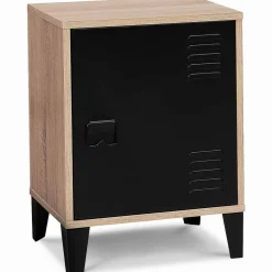 Table de chevet casier métal noir et bois*IDMarket Sale