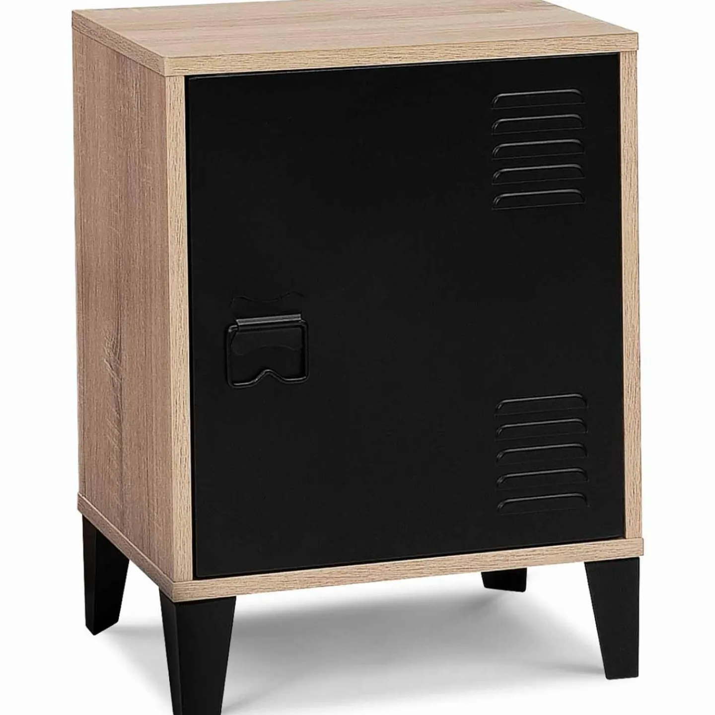 Table de chevet casier métal noir et bois*IDMarket Sale