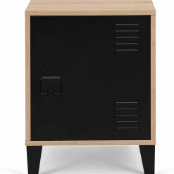 Table de chevet casier métal noir et bois*IDMarket Sale