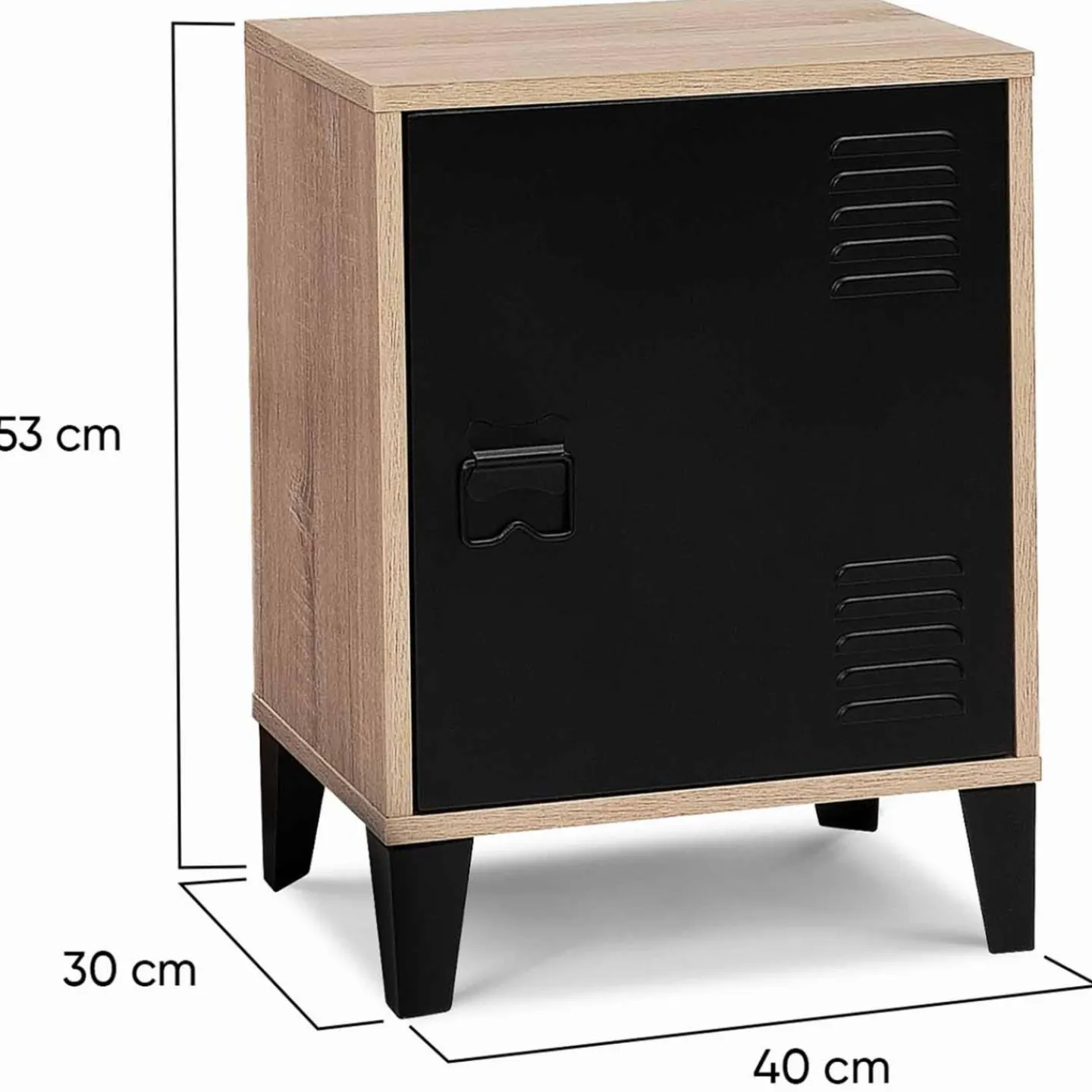 Table de chevet casier métal noir et bois*IDMarket Sale