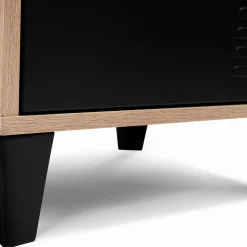 Table de chevet casier métal noir et bois*IDMarket Sale
