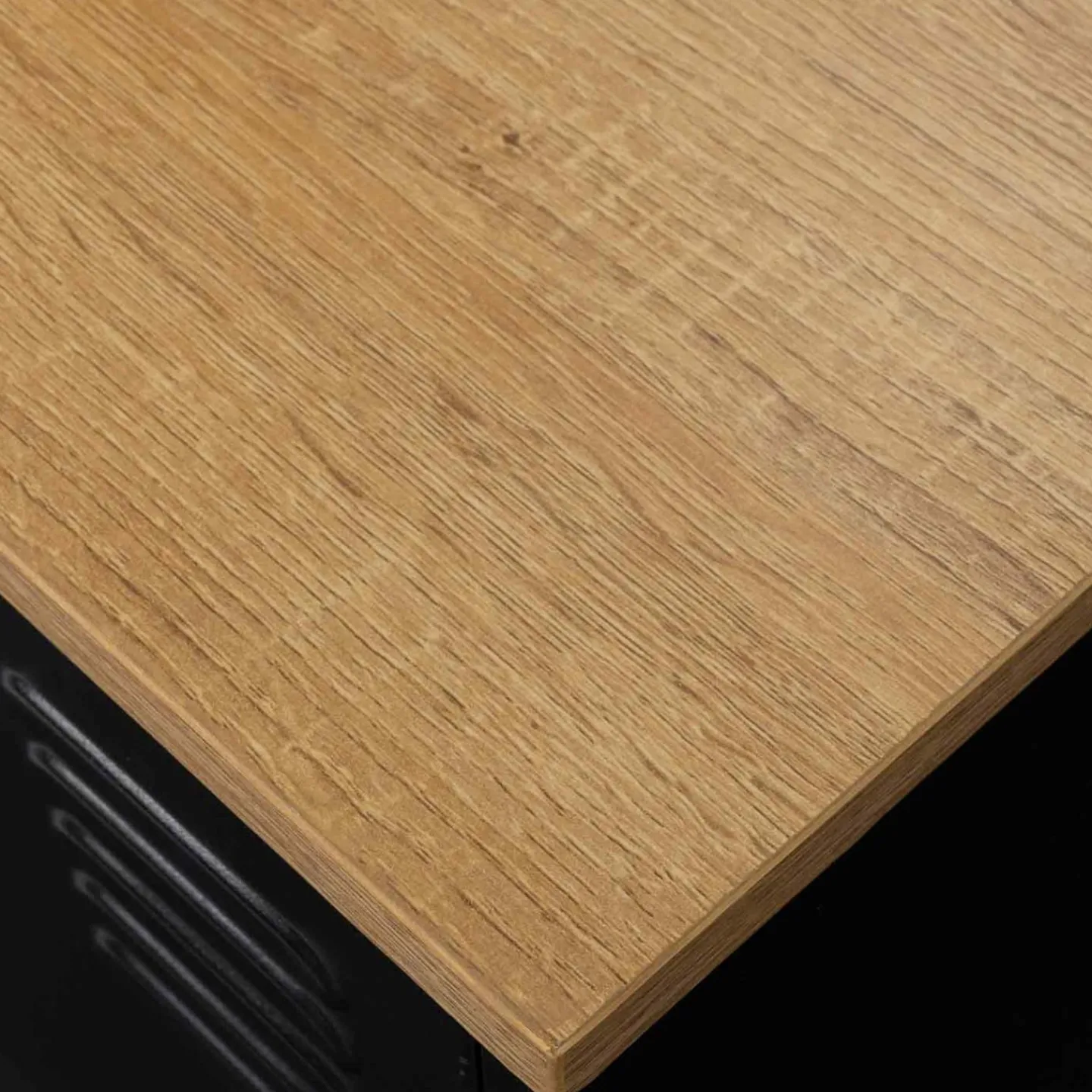 Table de chevet casier porte métal noir et plateau bois*IDMarket Outlet