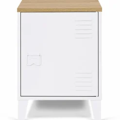 Table de chevet industrielle porte métal et plateau imitation hêtre*IDMarket