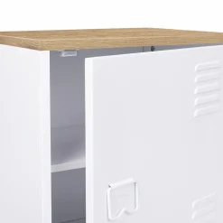 Table de chevet industrielle porte métal et plateau imitation hêtre*IDMarket