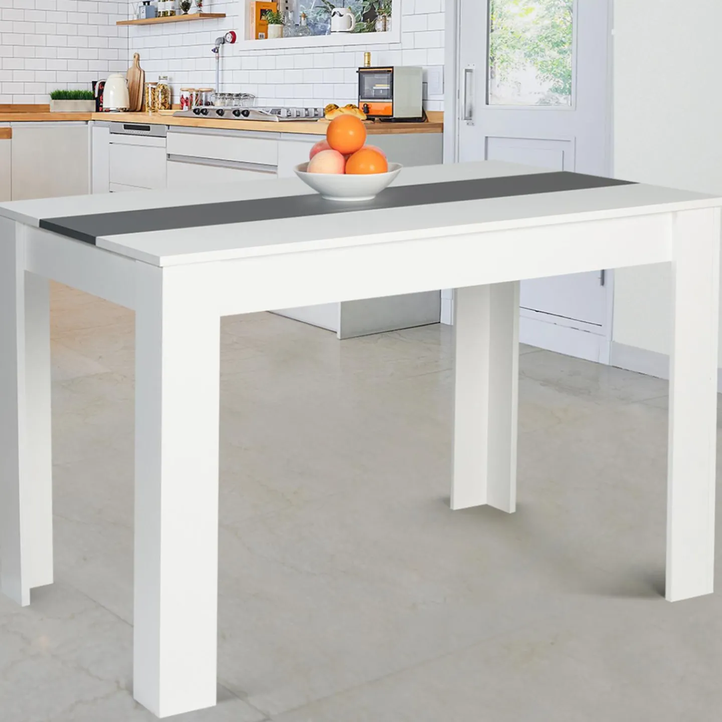 Table de cuisine 6 personnes blanche et grise*IDMarket New