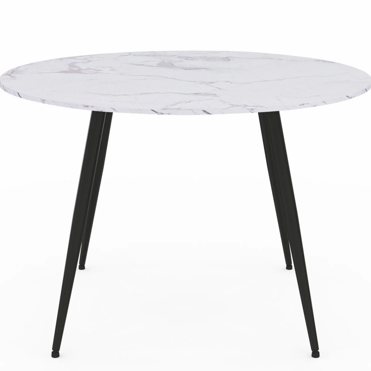 Table de cuisine ronde 4-6 personnes effet marbre blanc 110cm*IDMarket Discount