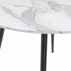Table de cuisine ronde 4-6 personnes effet marbre blanc 110cm*IDMarket Discount