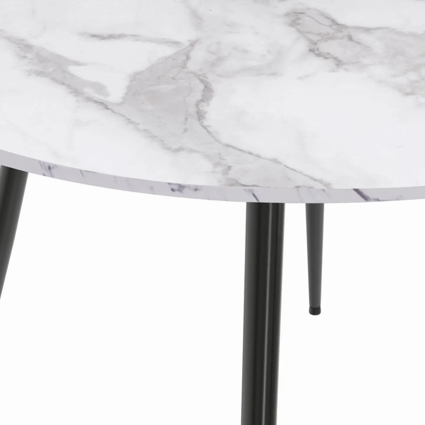 Table de cuisine ronde 4-6 personnes effet marbre blanc 110cm*IDMarket Discount