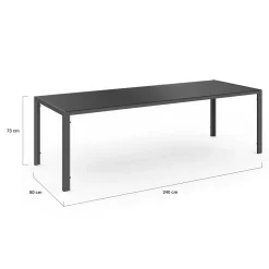 Table de jardin 240 cm 10 personnes et chaises empilables bleues, grises et noires*IDMarket New