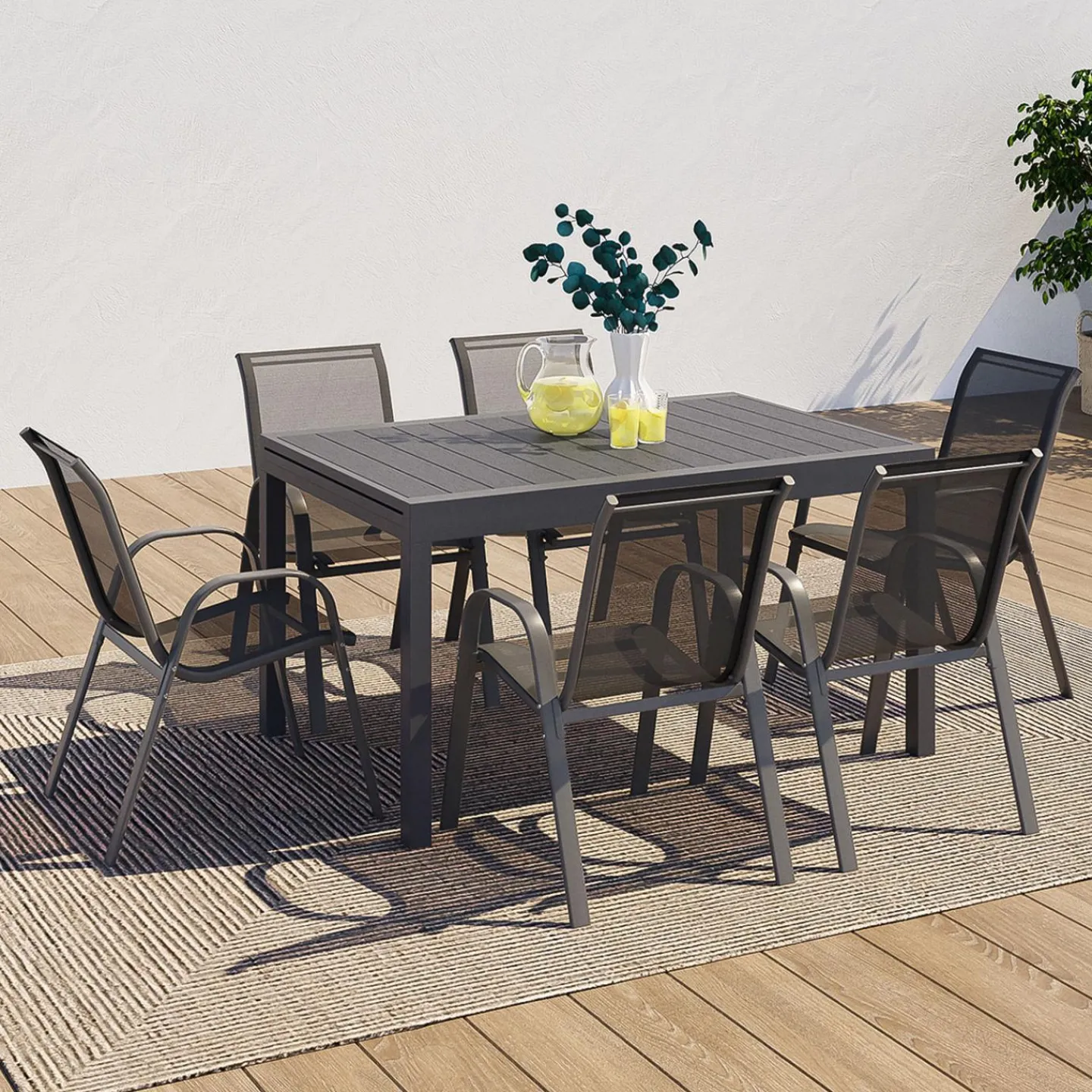 Table de jardin extensible 12 places avec chaises*IDMarket Sale