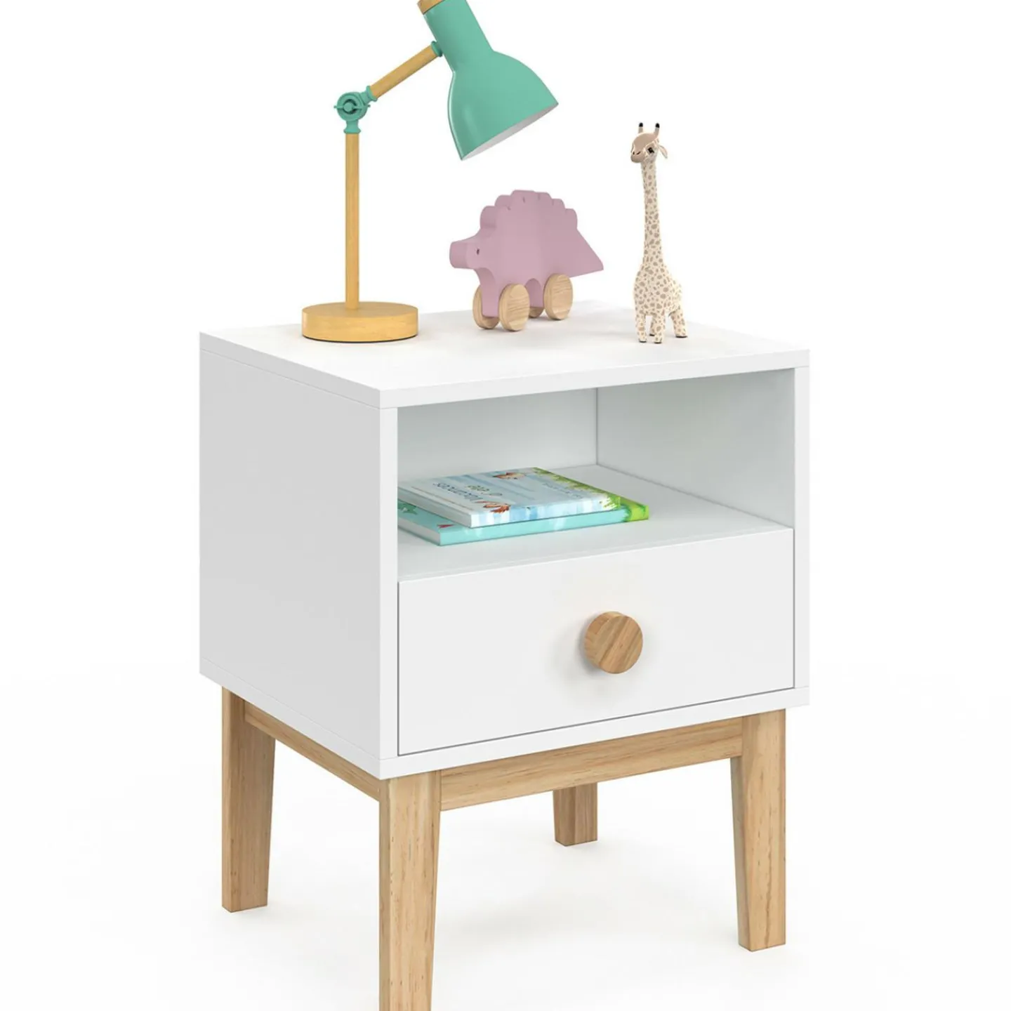 Table de nuit enfant tiroir + niche*IDMarket Discount