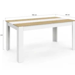 Table de salle à manger 8 personnes bois imitation hêtre et blanc*IDMarket Sale