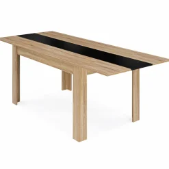 Table de salle à manger extensible en bois imitation hêtre et noire 6-10 personnes*IDMarket Best