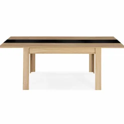 Table de salle à manger extensible en bois imitation hêtre et noire 6-10 personnes*IDMarket Best