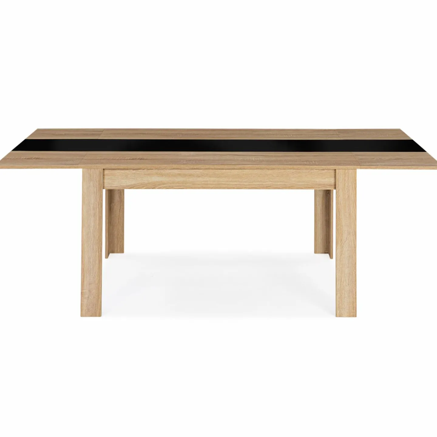 Table de salle à manger extensible en bois imitation hêtre et noire 6-10 personnes*IDMarket Best